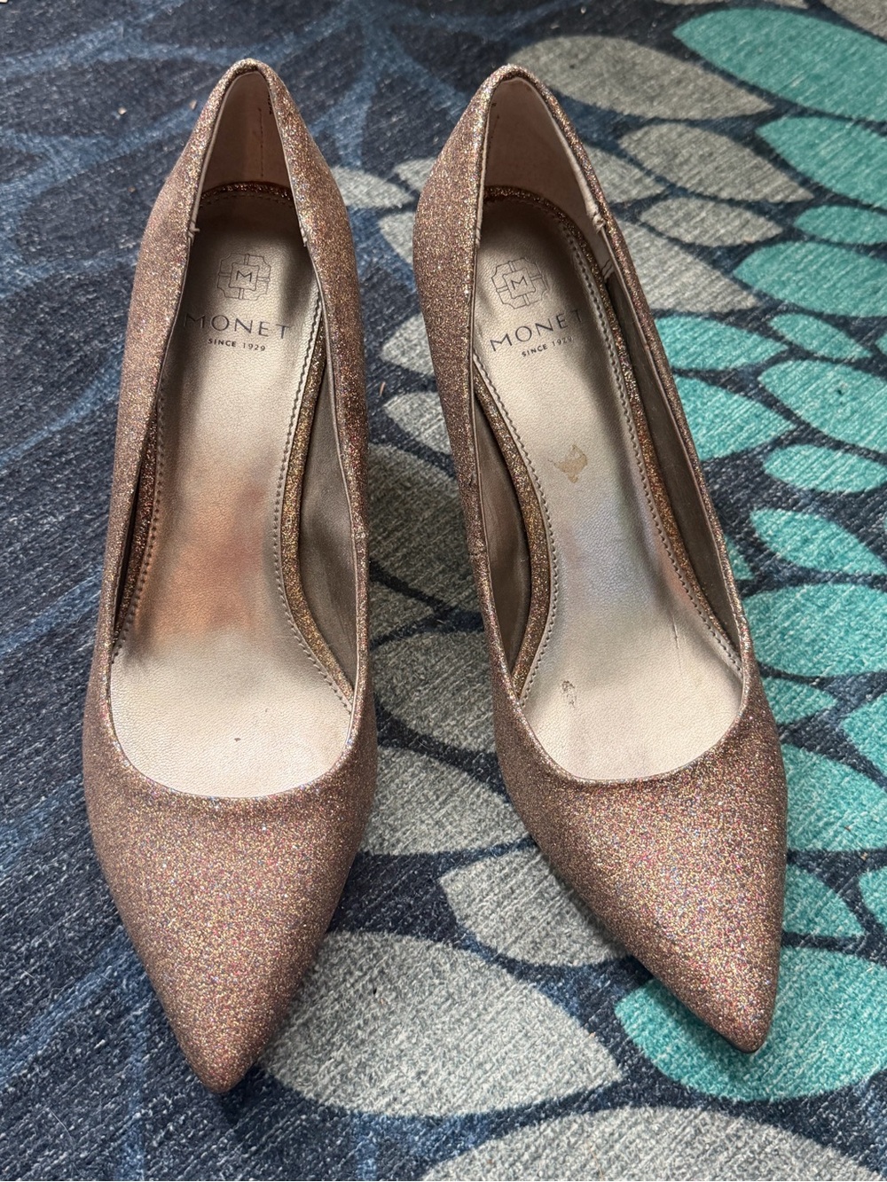 Monet Rose Gold Multi Color Glitter pumps size 7